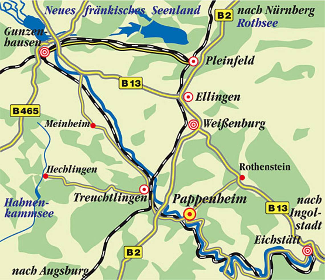 Karte vom Umland Pappenheims